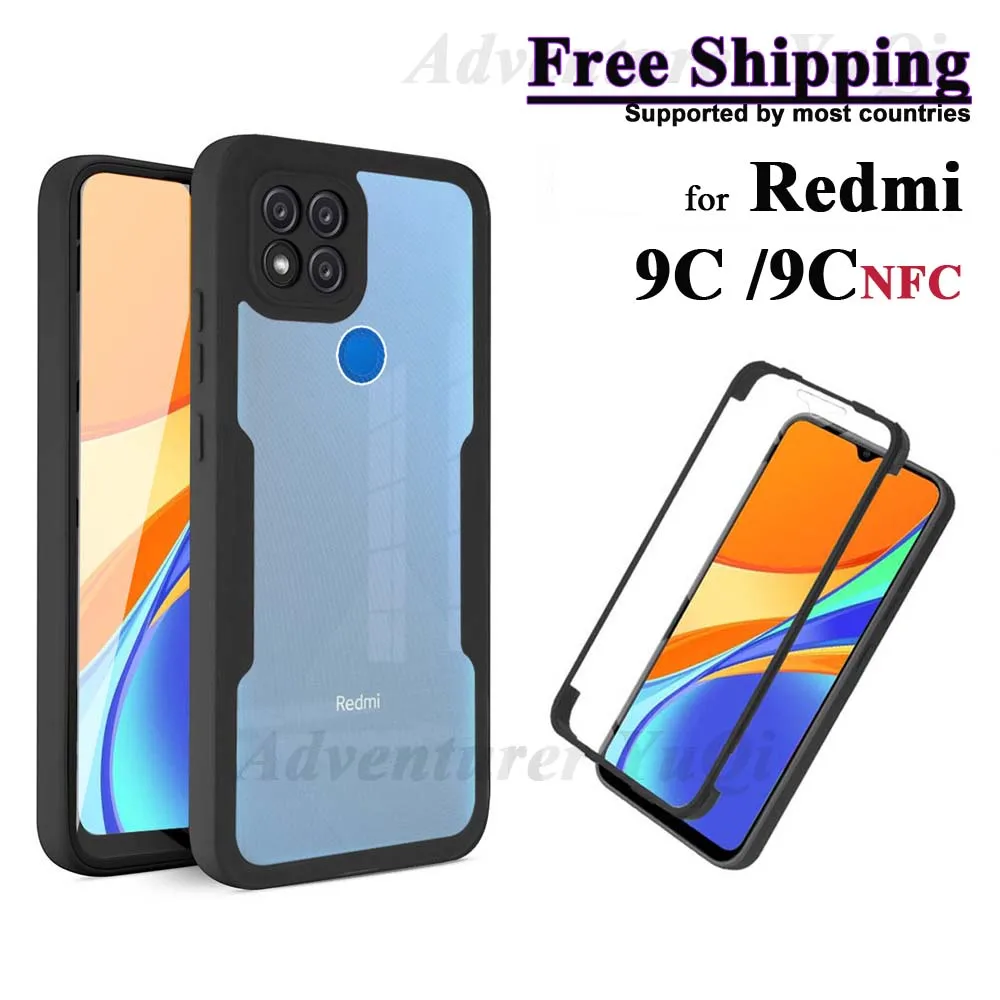 

For Xiaomi Redmi 9C NFC 360 Phone Case Shockproof Full Cover Protection Screen Protector Lens Bumper Shell Funda PC TPU Acrylic