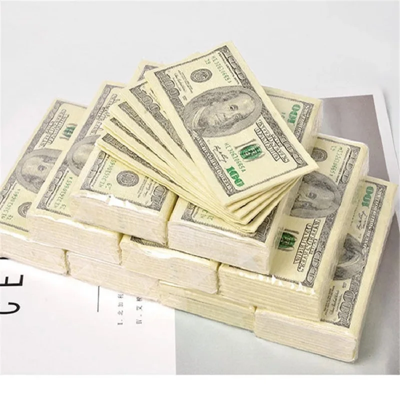 5 Bags /10 Bags $100 Napkins Dollar Bills Paper Towels Party Fun Gift Disposable Napkins Wedding Party Decorations