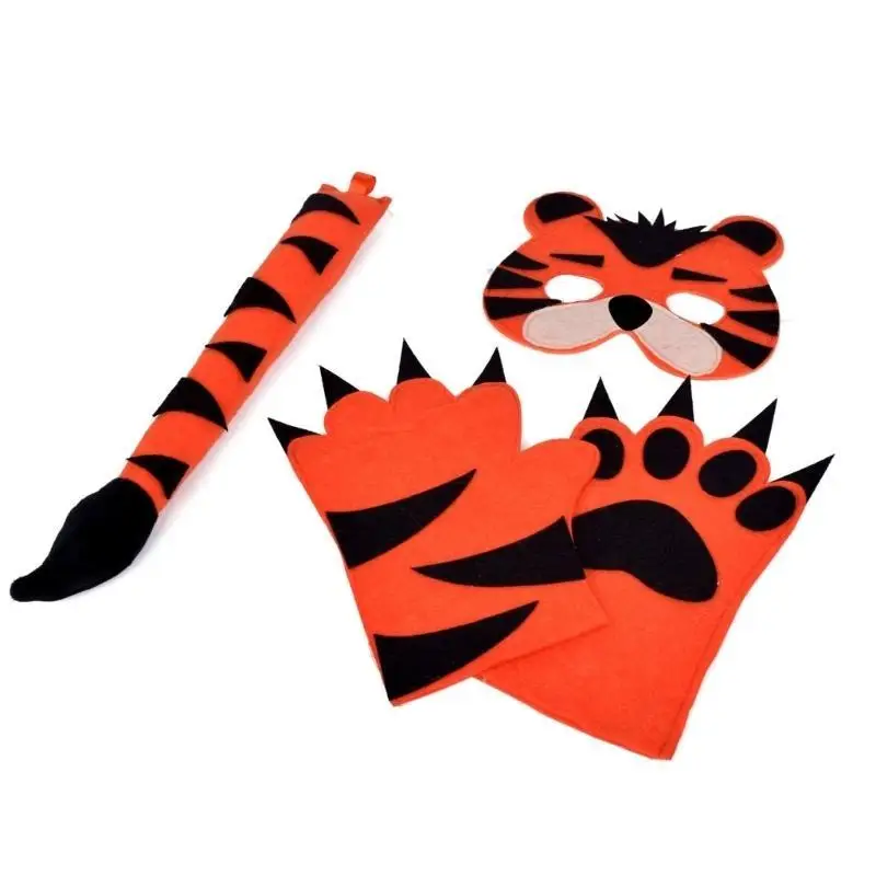 

39BD Children Animal Dress up Costume Halloween Animal Costume Includes Animal Mask Animal Tail and Glove