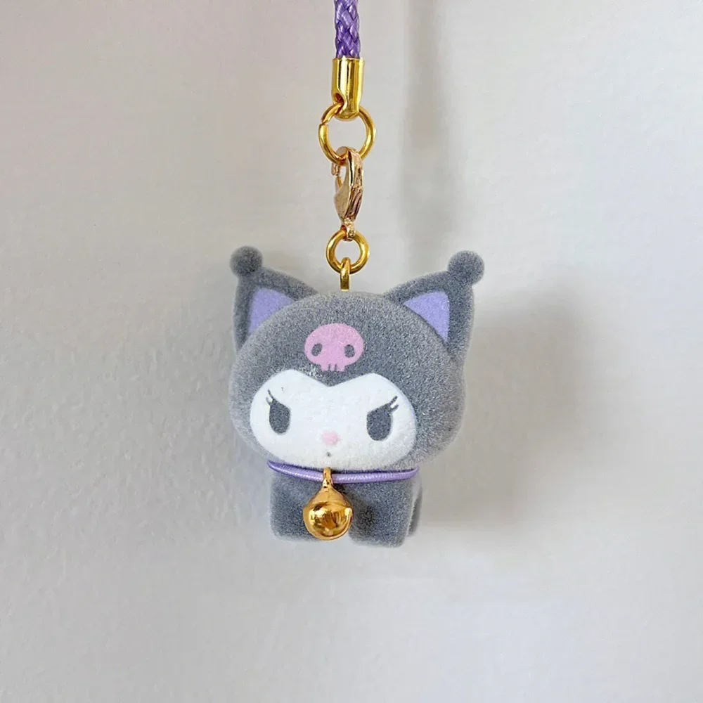 Sanrio nuevo Kuromi llaveros colgantes flocados llavero de Anime juguete de dibujos animados colgante decoración mochila adornos regalo para amigos