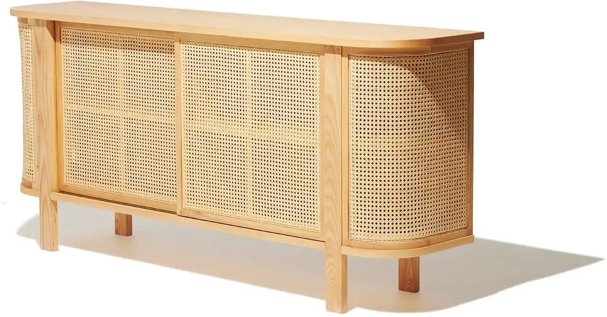 Modern Europe Dining Furniture New Design Cane Sideboard Wood Wicker Cupboard Design Wooden Kitchen Cabinet