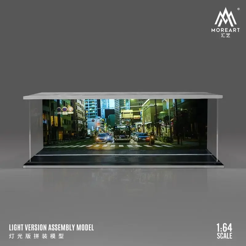 MoreArt 1/64 Simulated Parking Lot Street Scene Miniature Diorama Car Garage PVC Assembly with Light Parking Space Model Display