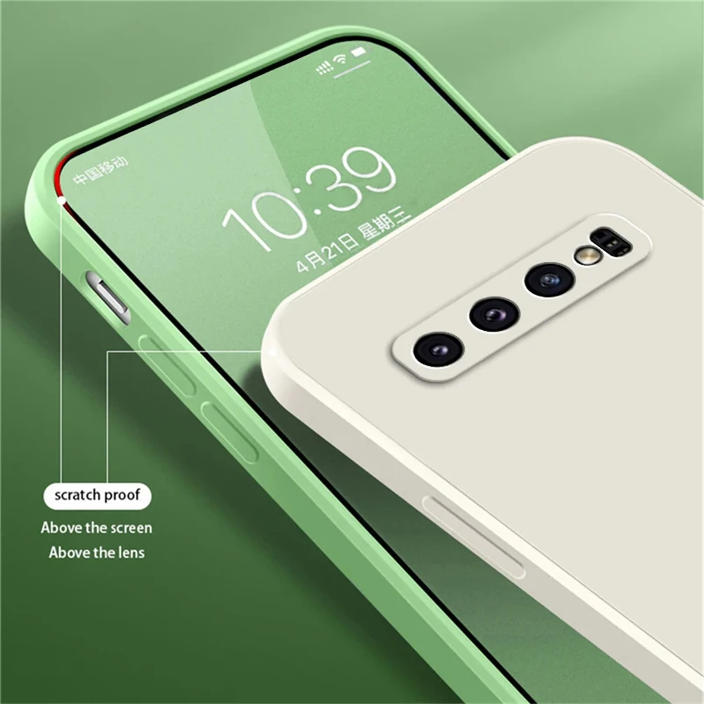 Original Square Liquid Silicone Case for Samsung Galaxy S8 S9 S10 Plus S10E Soft Candy Back Cover S8Plus S9Plus S10Plus E Fundas