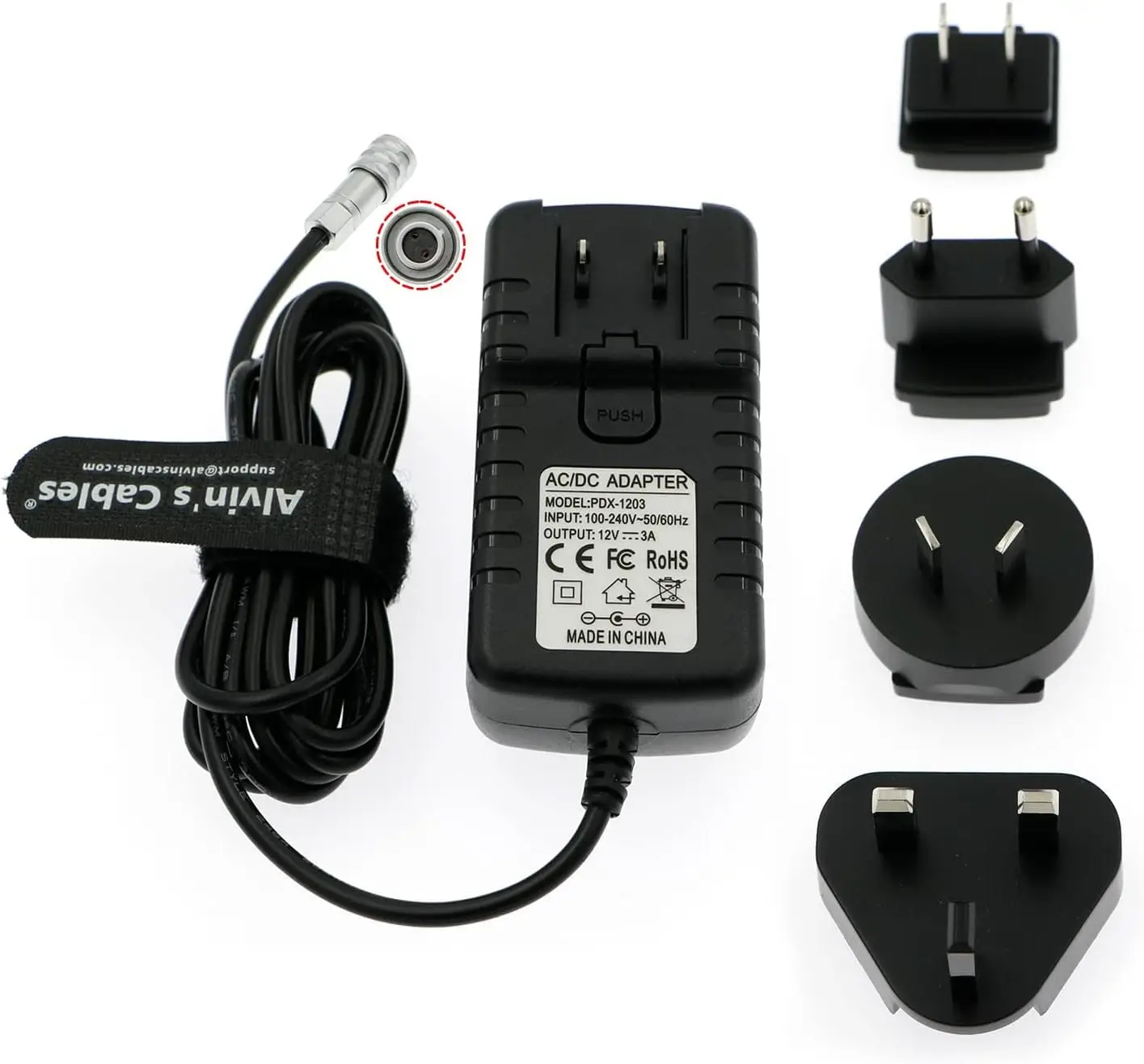 Alvin's Cables BMPCC 4K 6K Universal AC Power Supply Adapter for Blackmagic Pocket Cinema Camera 4K 6K DC 12V with UK EU AU US