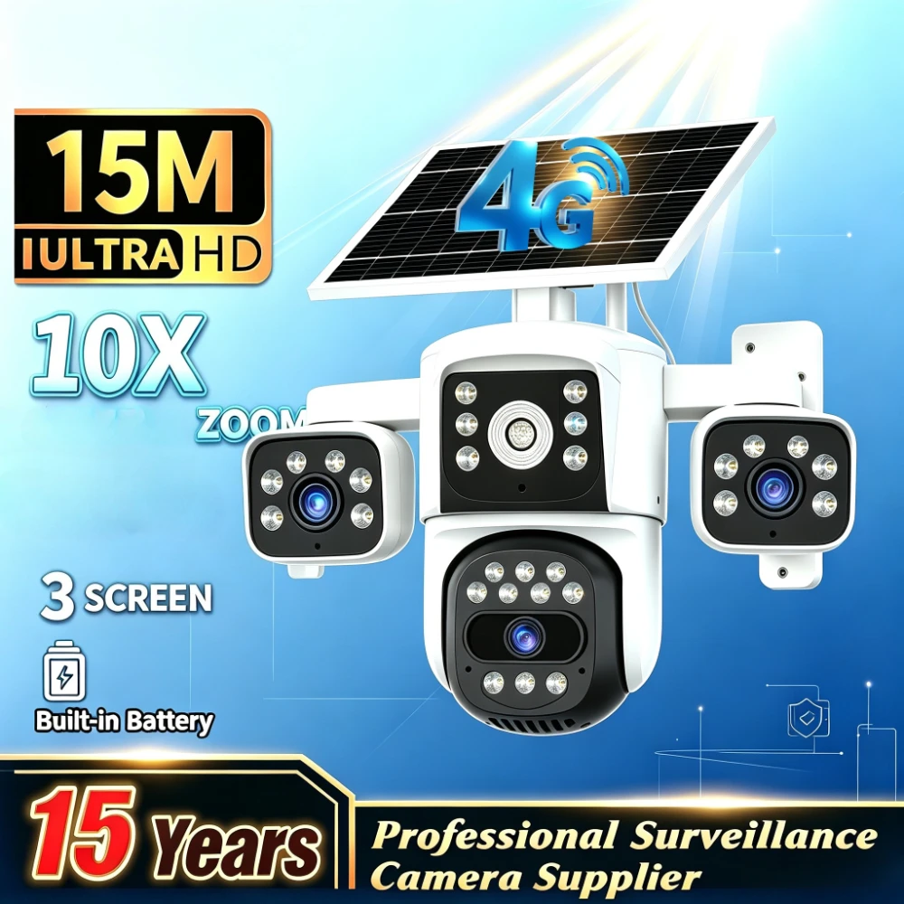 O-kam Pro 8K Solar Camera 4G Sim Card Wire-free CCTV 3 Screen Auto Tracking Night Vision Wireless 4G Sim Solar Surveillance