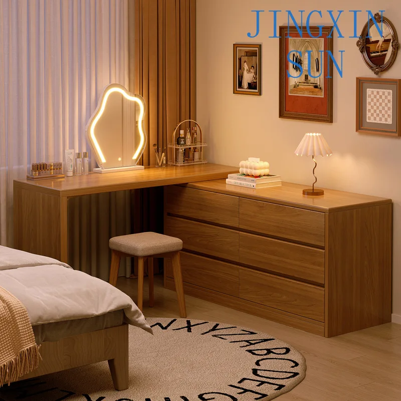 Solid wood dresser bedroom modern simple corner chest dressing table integrated