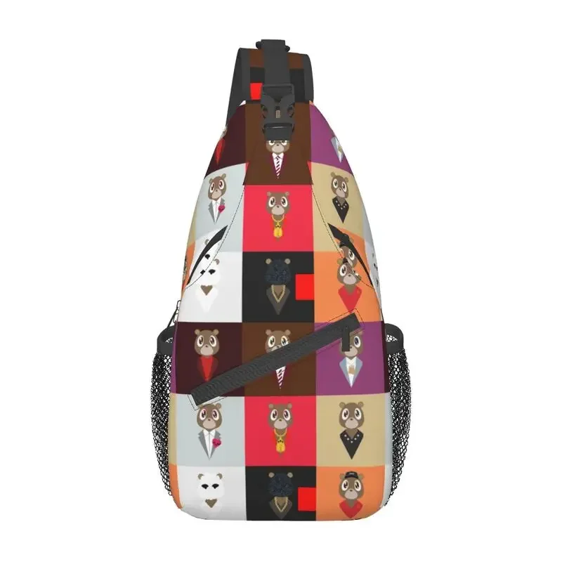 Cool POP Art Kanye West Bear Crossbody Sling Backpack Men Shoulder Chest Bags for Travel Cycling