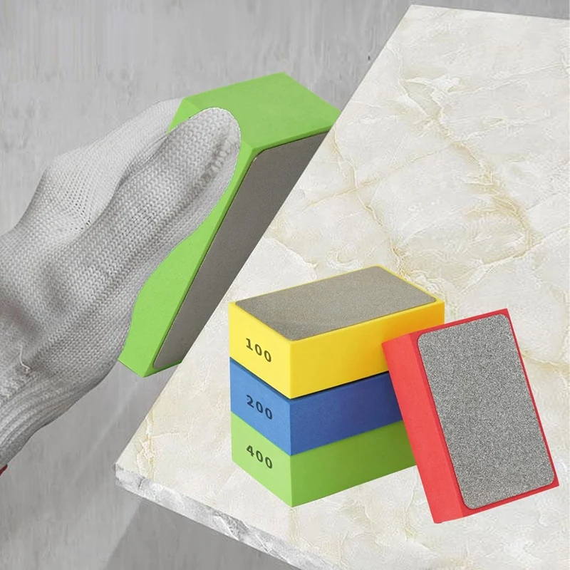 HEET! 4 stuks diamant handpolijstpads voor keramische tegels, glas, hout, marmer, diamantschuurblok 60, 100,200,400