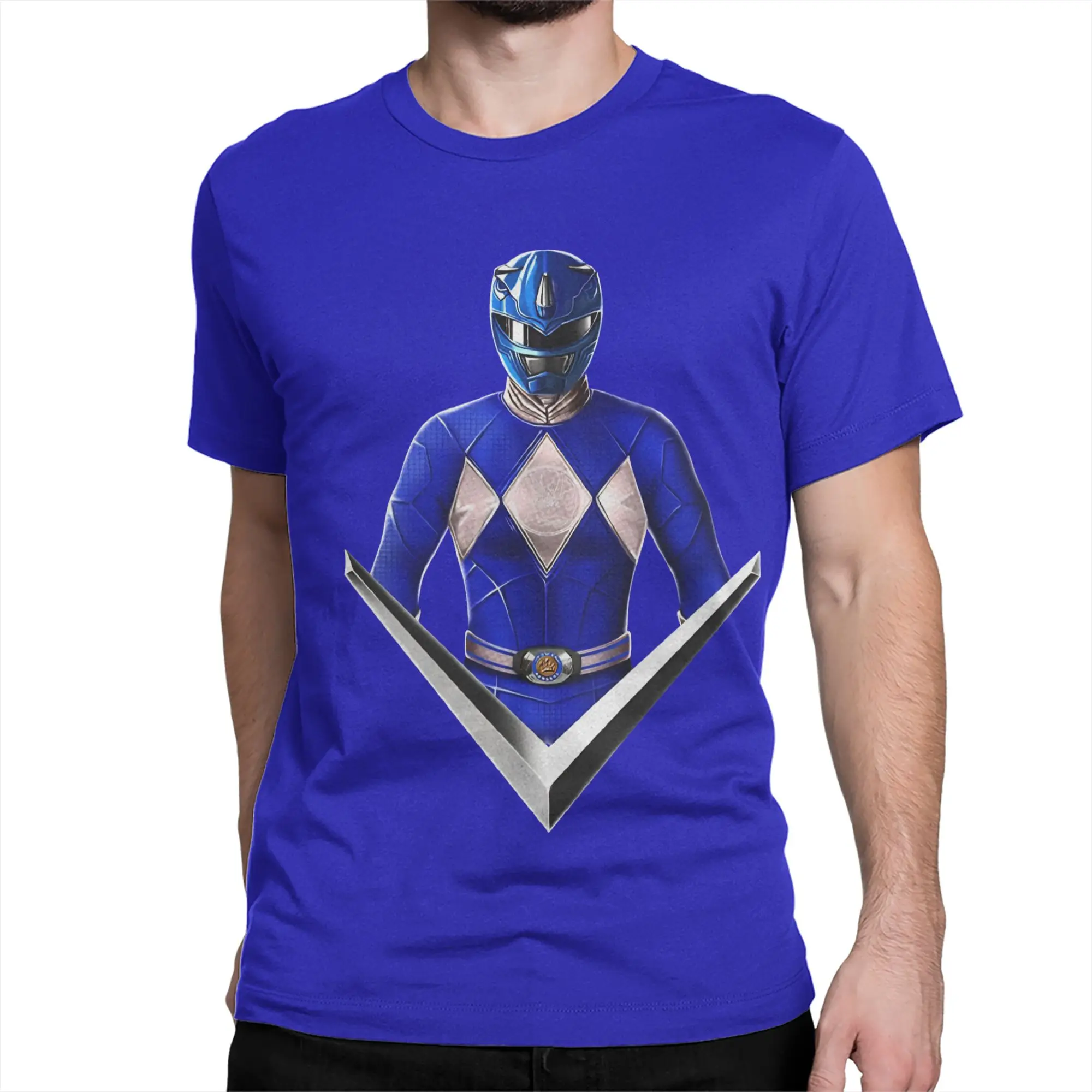 Power Rangers Mighty Morphin (Blue Ranger) T Shirts for Men 100% Cotton Fashion T-Shirt Crew Neck  Tee Shirt Short Sleeve Tops