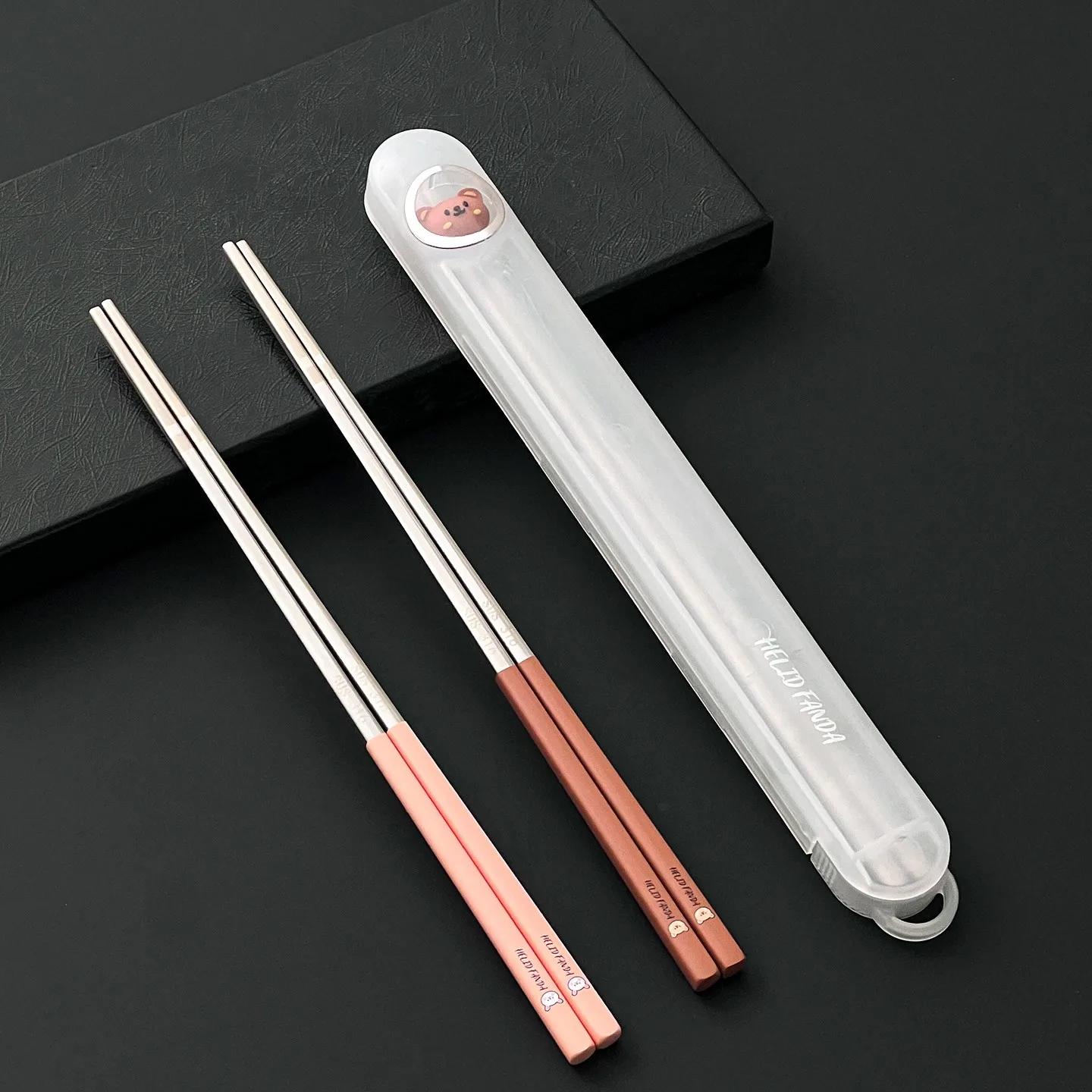 1 Pair 316 Stainless Steel Chopsticks With Box Students Port