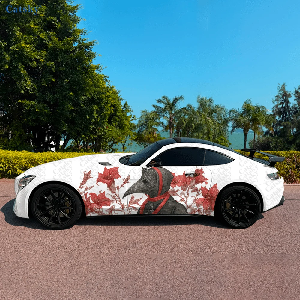 Gothic Long Nose Mask High Quality Creative Pattern Stickers Car Body Door Side Two Fashionable Stickers Two Decorations Suitabl