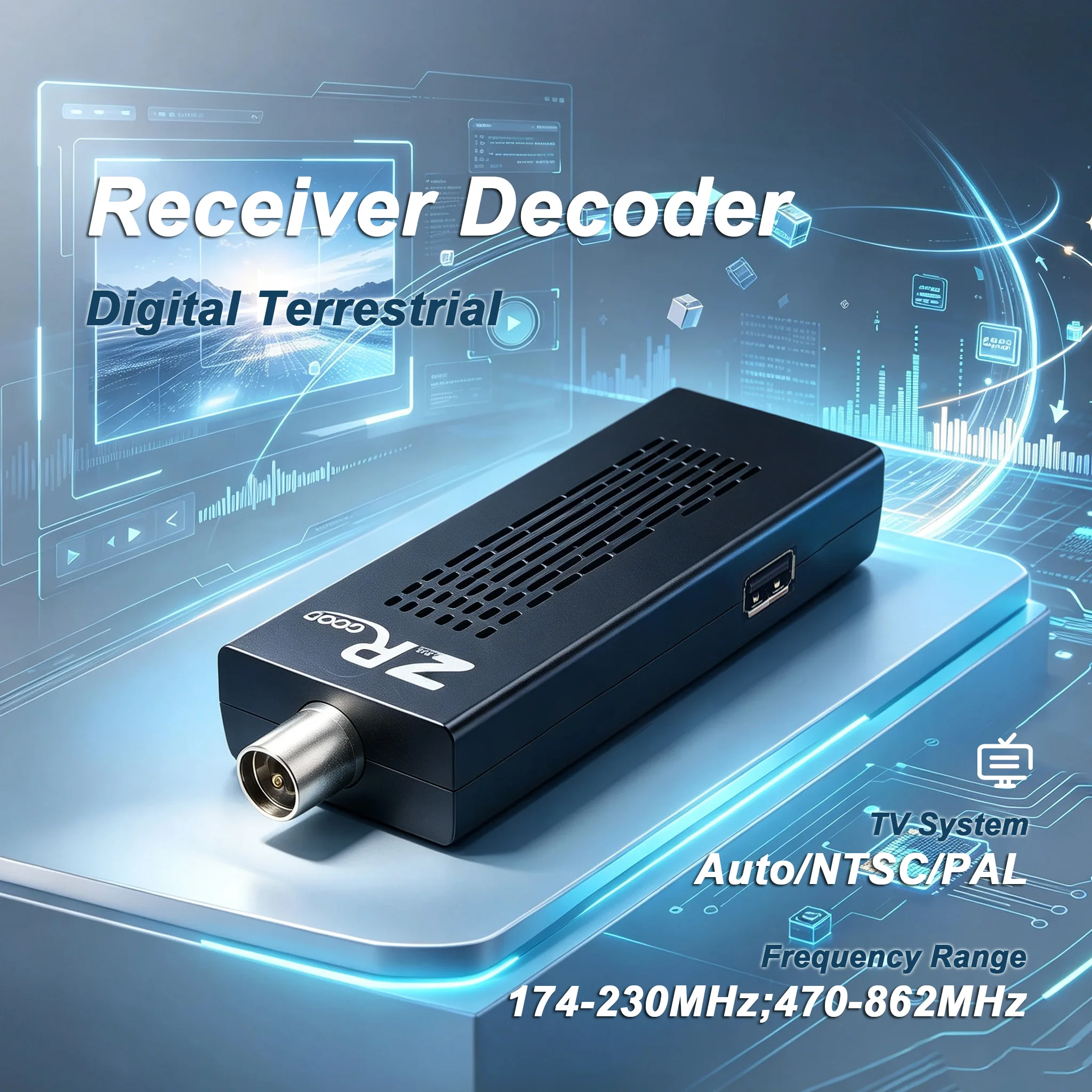 Ricevitore digitale terrestre HD DVB-T2 H.265 HEVC a 10 bit, uscita HDMI, riproduzione di contenuti multimediali tramite USB, supporto multilingue.