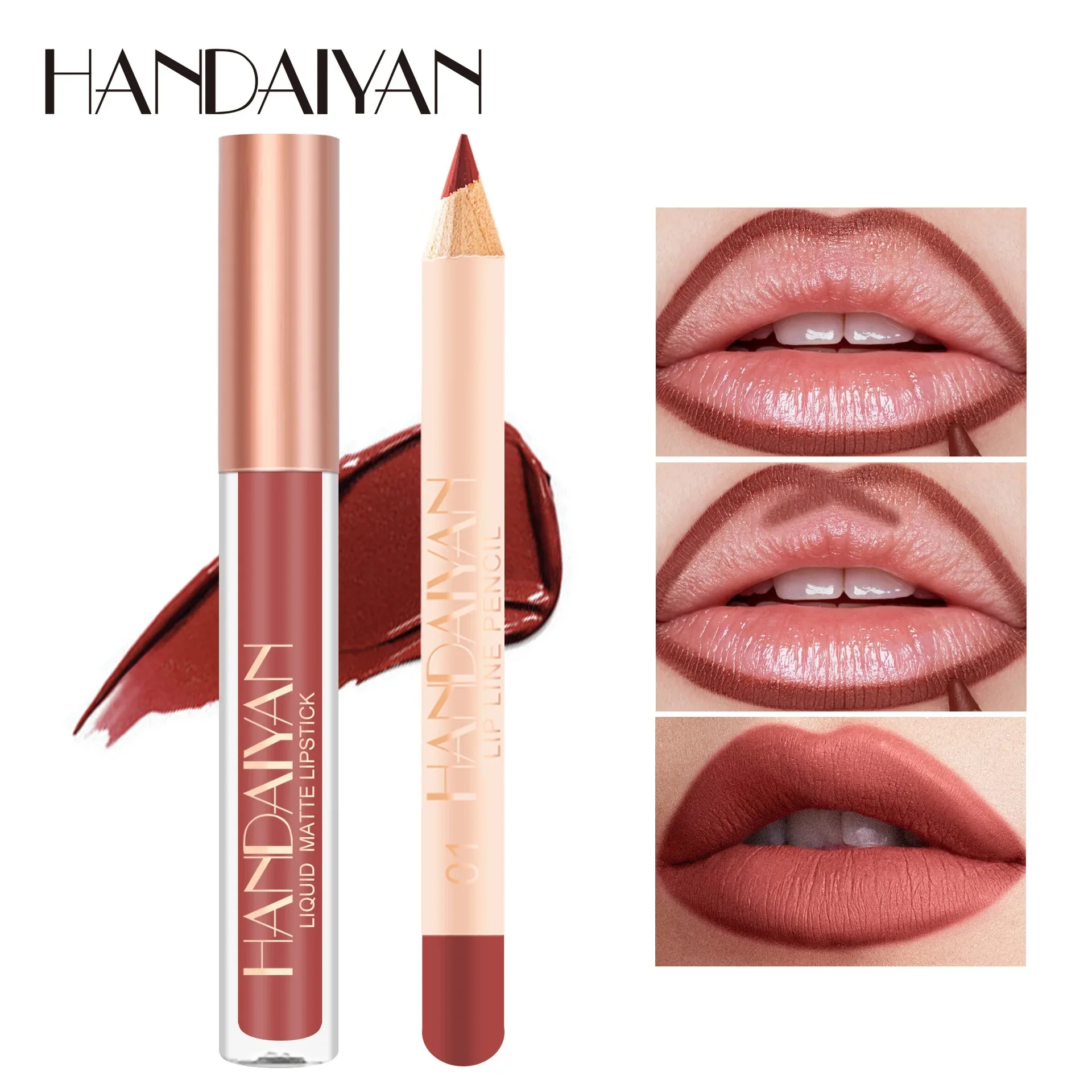 

12 Color Lip Gloss Lipliner Suit Shiny Matte Velvet Soft Texture 2-in-1 Liquid Lipstick Waterproof Long Lasting Popular Cosmetic