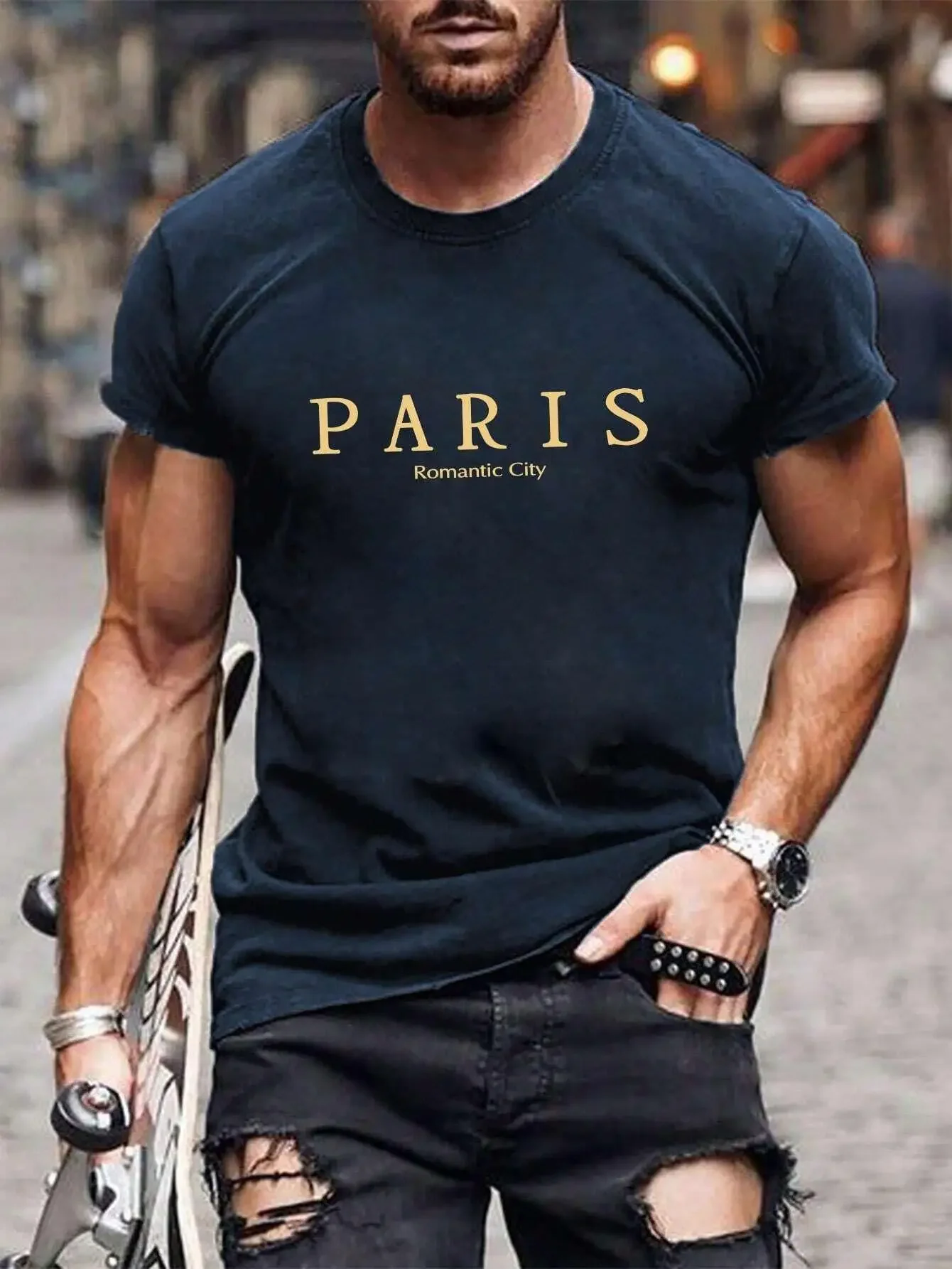 Men's Euro size letter T-shirt, 100% cotton, short sleeve, outdoor top, casual, street, personality, high quality, Summer