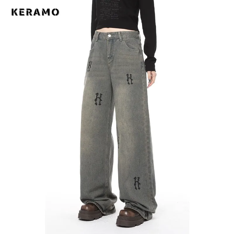 

Harajuku Y2K Wide Leg Vintage High Waist Loose Jeans Pants 2023 Autumn Winter Women's Baggy Streetwear Style Denim Trouser