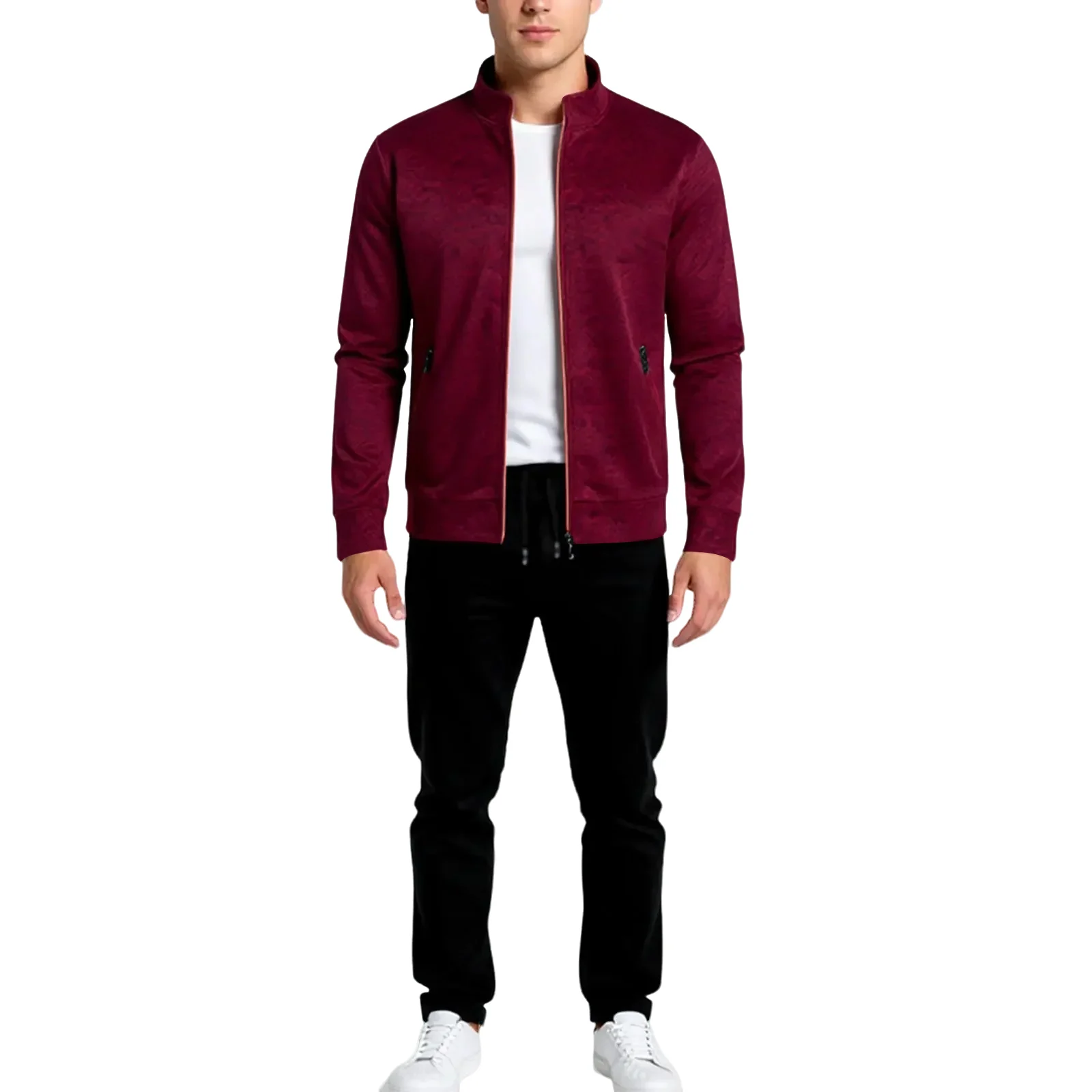 

Business Casual Solid Color Zipper Suit Men'S Autumn Stand-Up Collar Top And Bottom Suit 2025 Autumn Commuting Two-Piece Suit