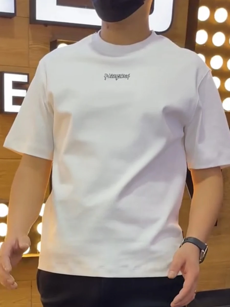 

Men's Faionable Letter Print T-irt Spring Summer Thiened ort Sve f Sve Stand Fit round Ne ACMEOSTUDO