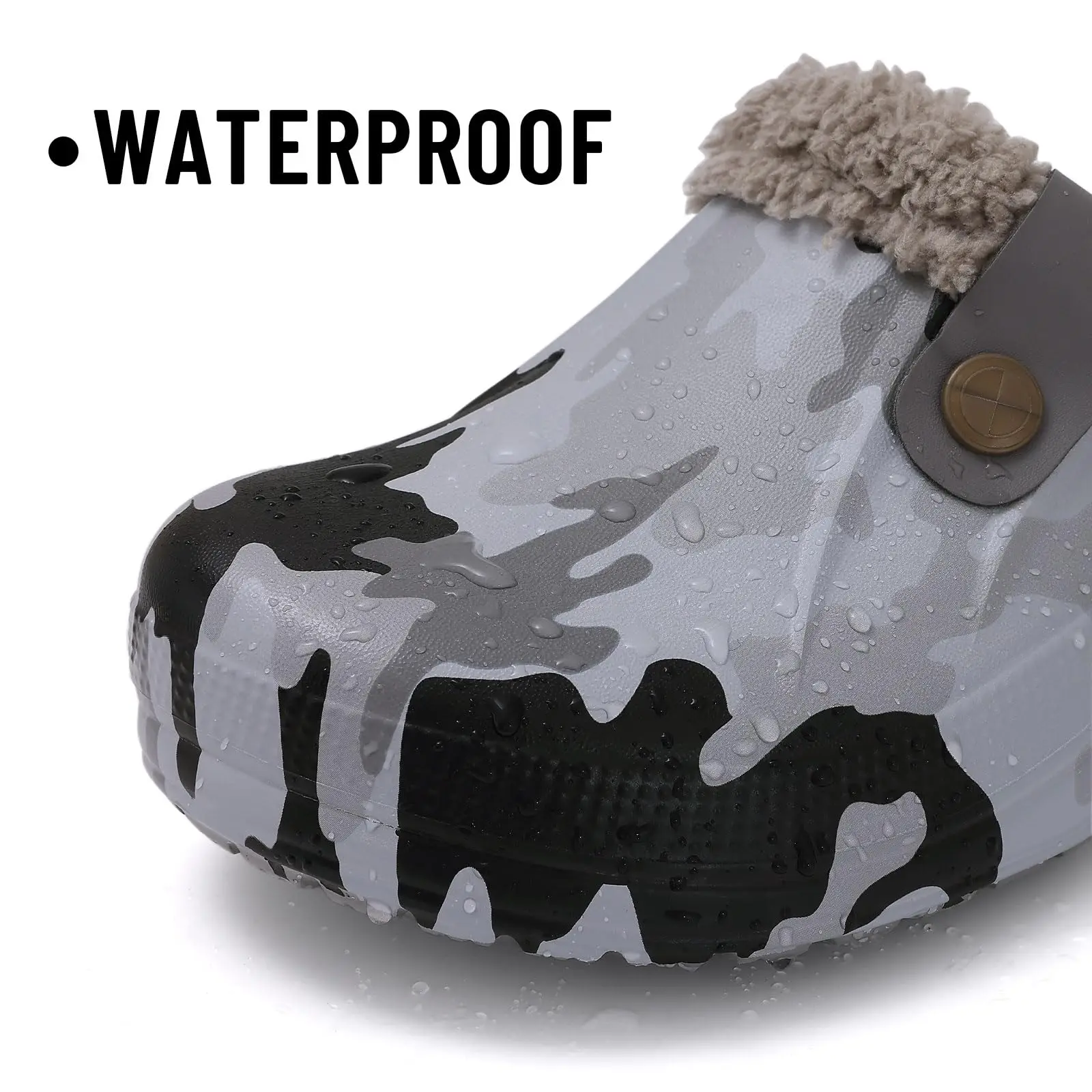 Lächeln Winter Pelz Gefüttert Clogs Frauen Fuzzy Hausschuhe Männer Warme Hausschuhe Erwachsene Outdoor Wasserdichte Hausschuhe Komfort Garten Clogs – Detail 16