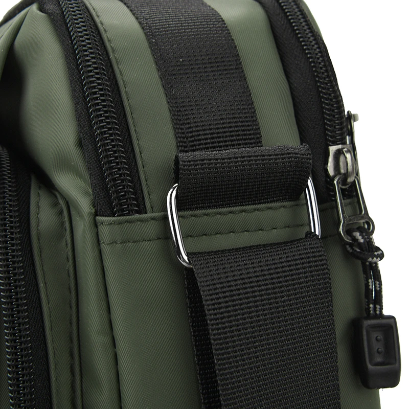 Sportliche quadratische Umhängetasche für Herren – Robuste, weiche Umhängetasche im College-Stil mit multifunktionalen Taschen – Detail 12