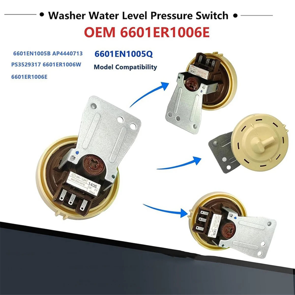 6601ER1006G Washing Machine Pressure Switch for LG Washer Water Level Pressure Switch 6601ER1006E 6601EN1005B