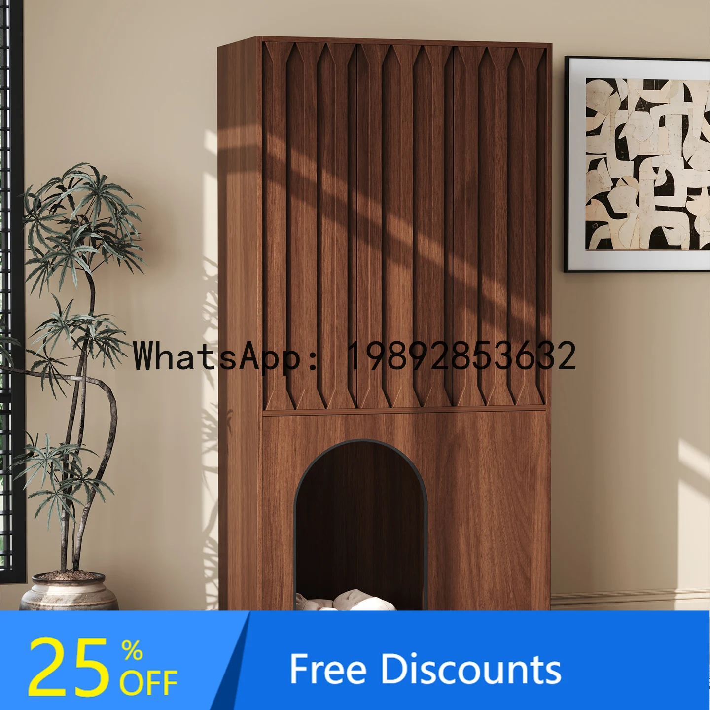 

Vintage Style Retro Household Pet Supplies Storage Cabinet Cat Dog Bed Cabinet Pet Rest Area Pet