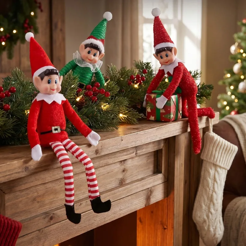 Figurine décorative de Noël, elfe assis, ornement pour étagère