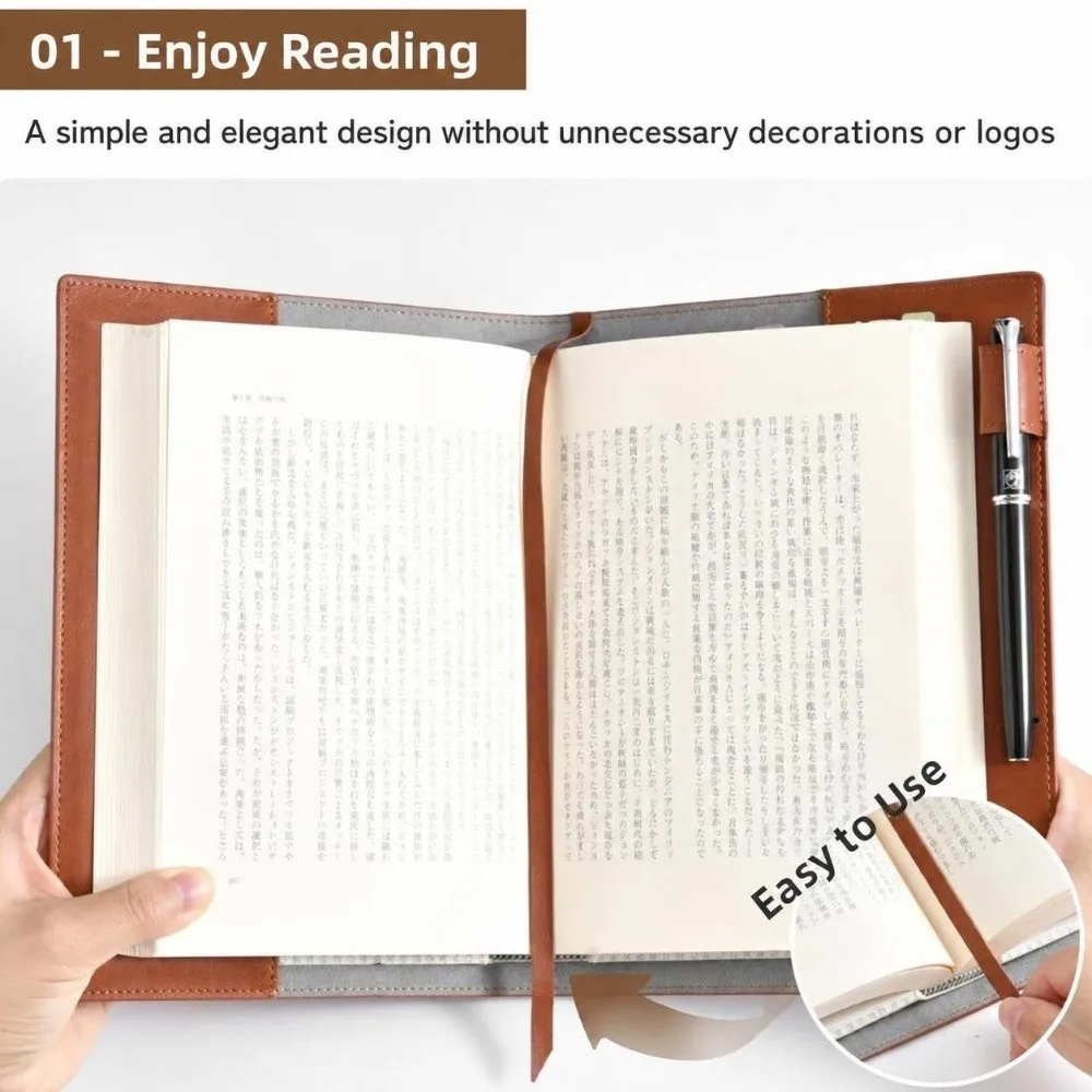 Creative A5 Notebook Cover PU Leather Replaceable Book Protective Cover Solid Color Notebook Leather Cover Home Office Use