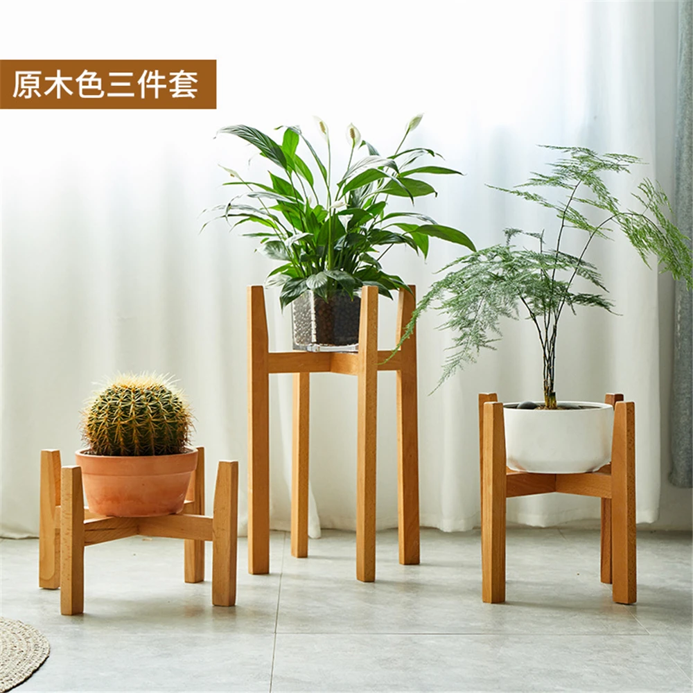 Nordic Solid Wood Cross Flower Stand Living Room Floor Flower Pot Rack Potted Plant Stand Support Rack Ornaments Shelf Rack