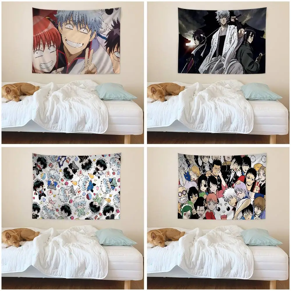 Funny Japanese GINTAMA Colorful Tapestry Wall Hanging Hanging Tarot Hippie Wall Rugs Dorm Wall Art Decor