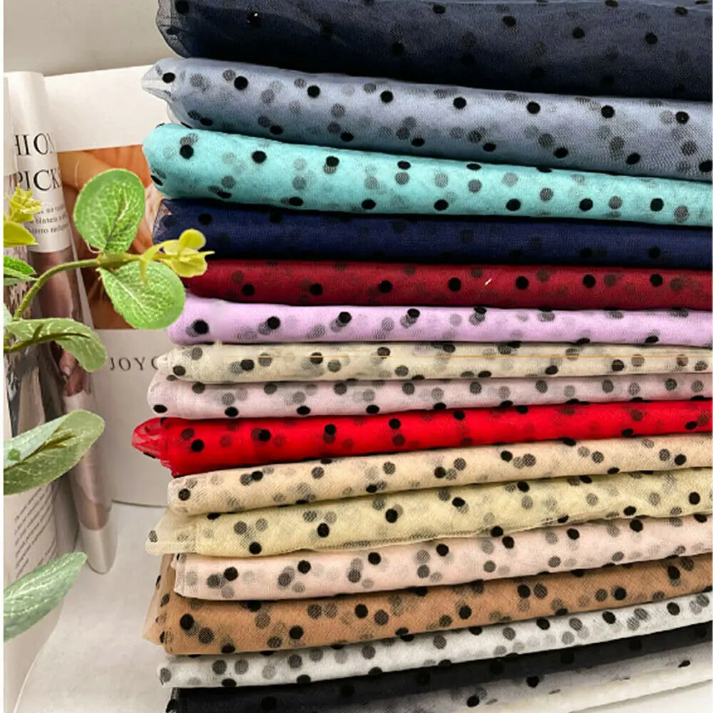 

Simple flocking polka dot mesh fabric sewing dress children's fluffy skirt clothing designer material