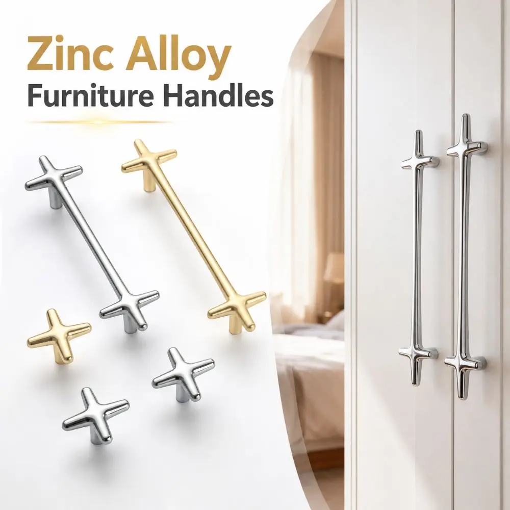 French Cream Style Hardware Cabinet Handles Zinc Alloy 128mm Wardrobe Door Handles Light Luxury Modern Minimalist