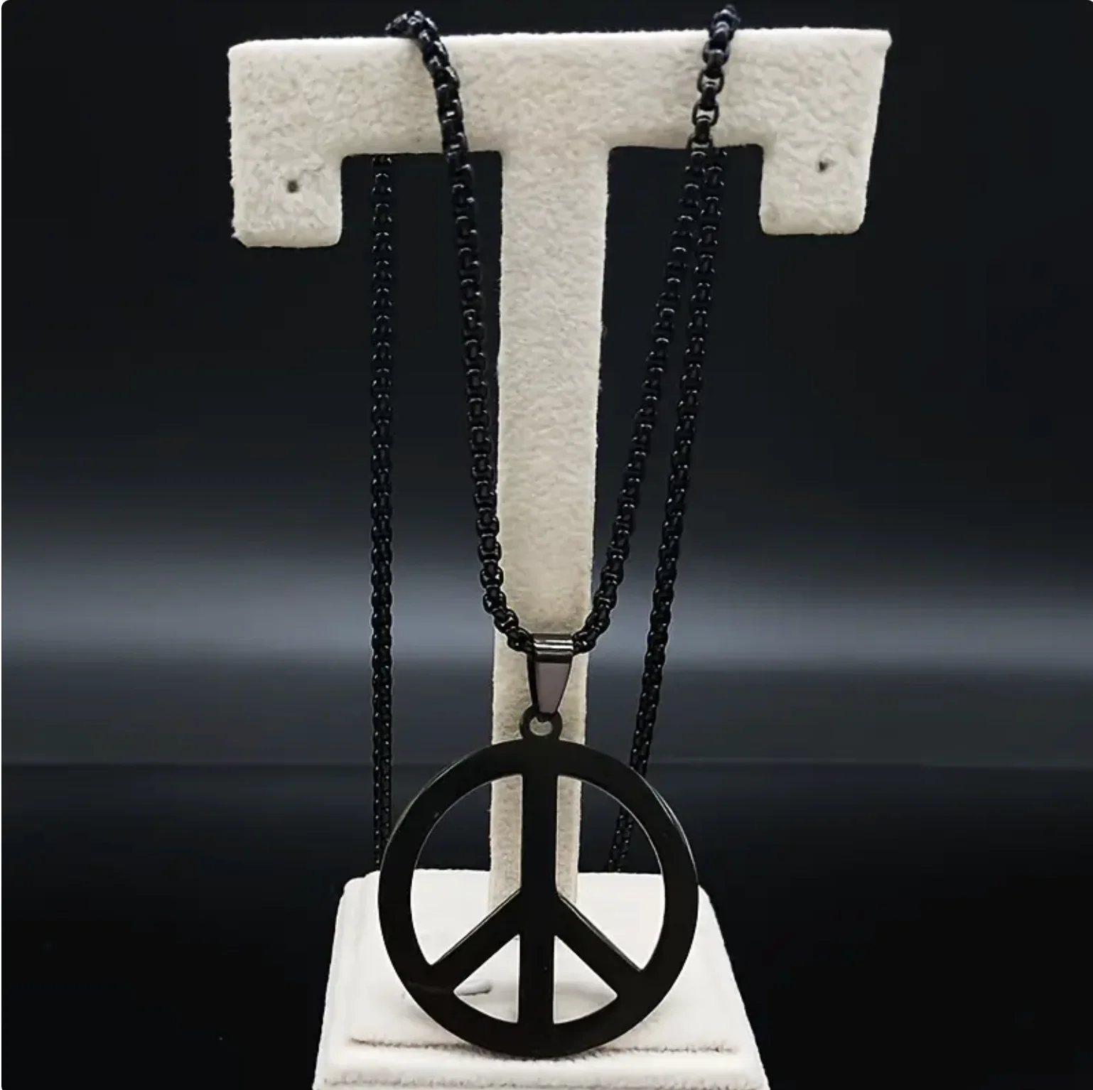 Peace Sign Necklace Hippie Necklaces For Men Stainless Steel Chain Necklace Jewelry