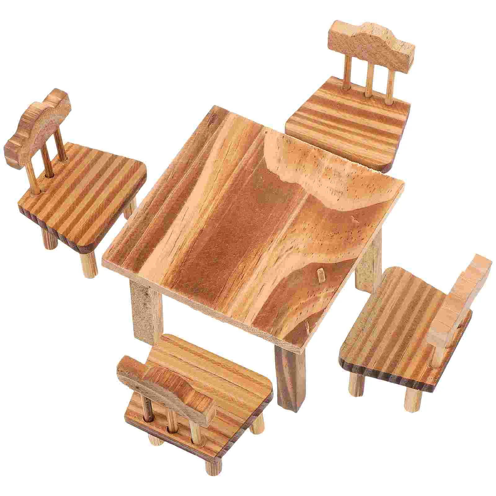 Set retrò Mini casa Piccoli mobili Tavolo Sedia Arredamento Decor Set Decor Ornamenti cinesi Tavolo Sedia Giocattolo Regalo