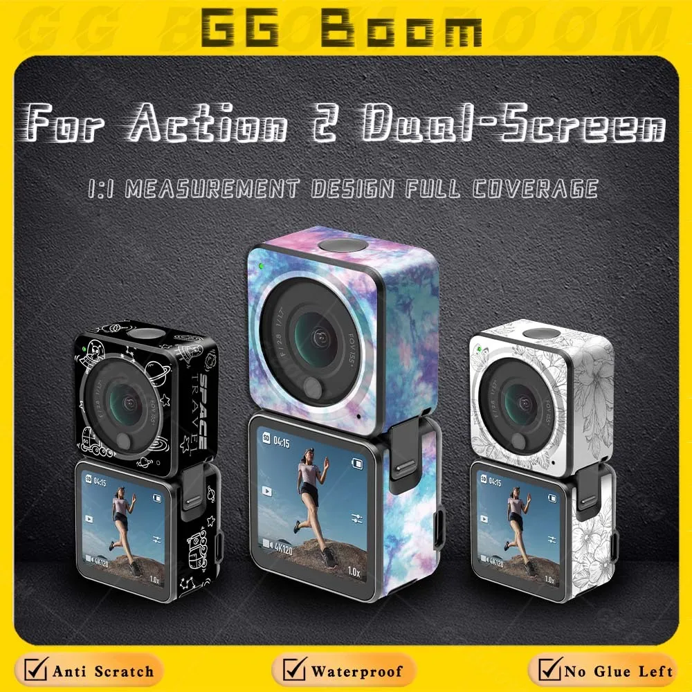 For OSMO Action 2 Dual Screen Refit Accessories Camera Sticker Protection Shell Water-proof Colorful Personality Decal 