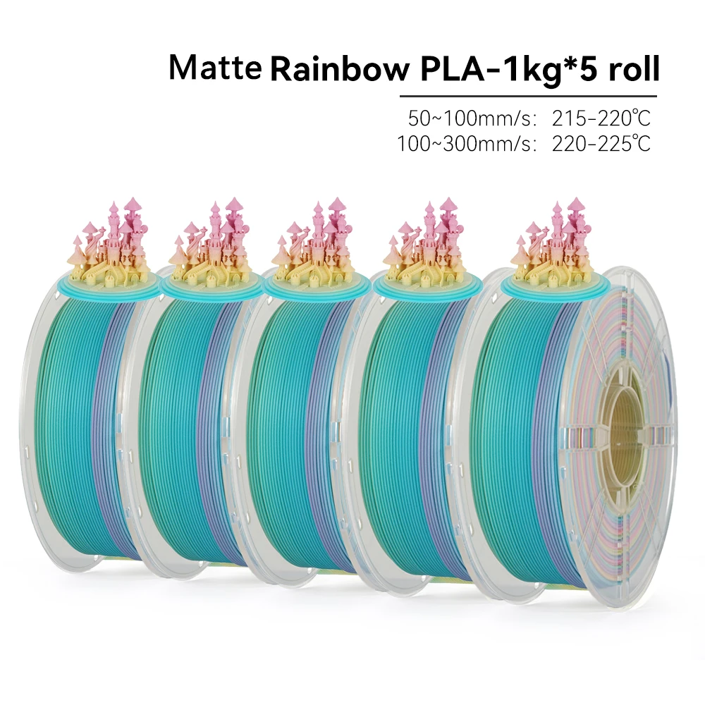 KEEPANG PLA Regenboog 3D-filament 1,75 mm 5 kg Zijde PLA-filament Meerkleurig Snel filament Kunststof Voor 3D-printer Materialen Netjes