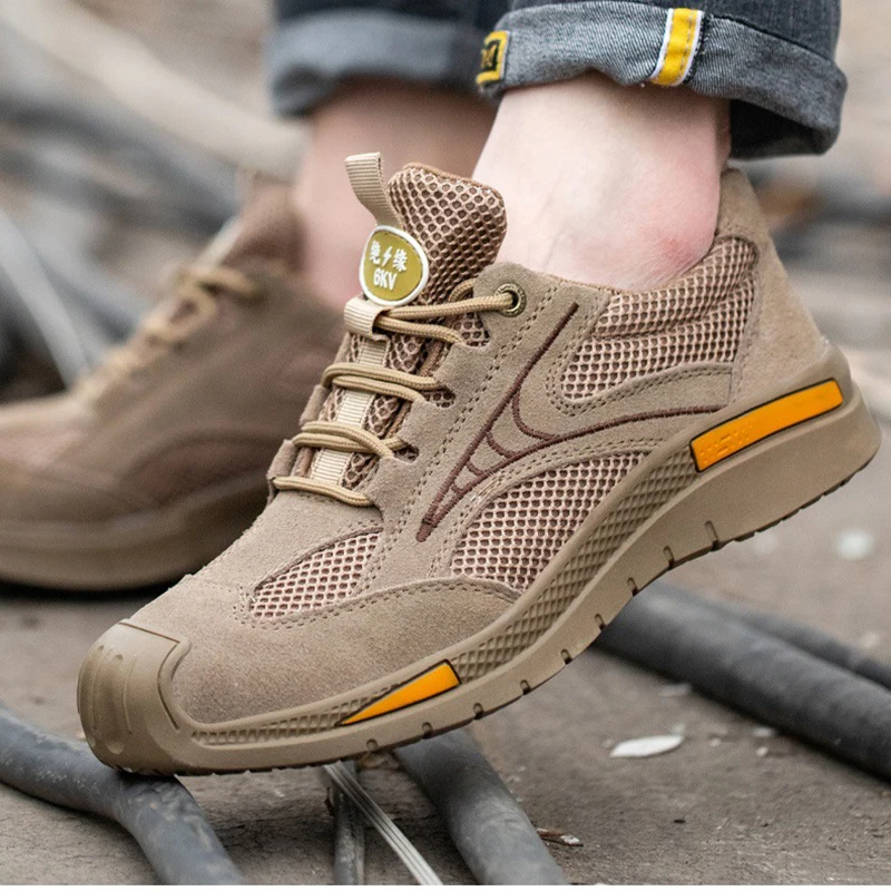 Steel insulated shoes Electrician shoes Summer mesh breathable safety shoes Suede leather work clothes Welding shoes