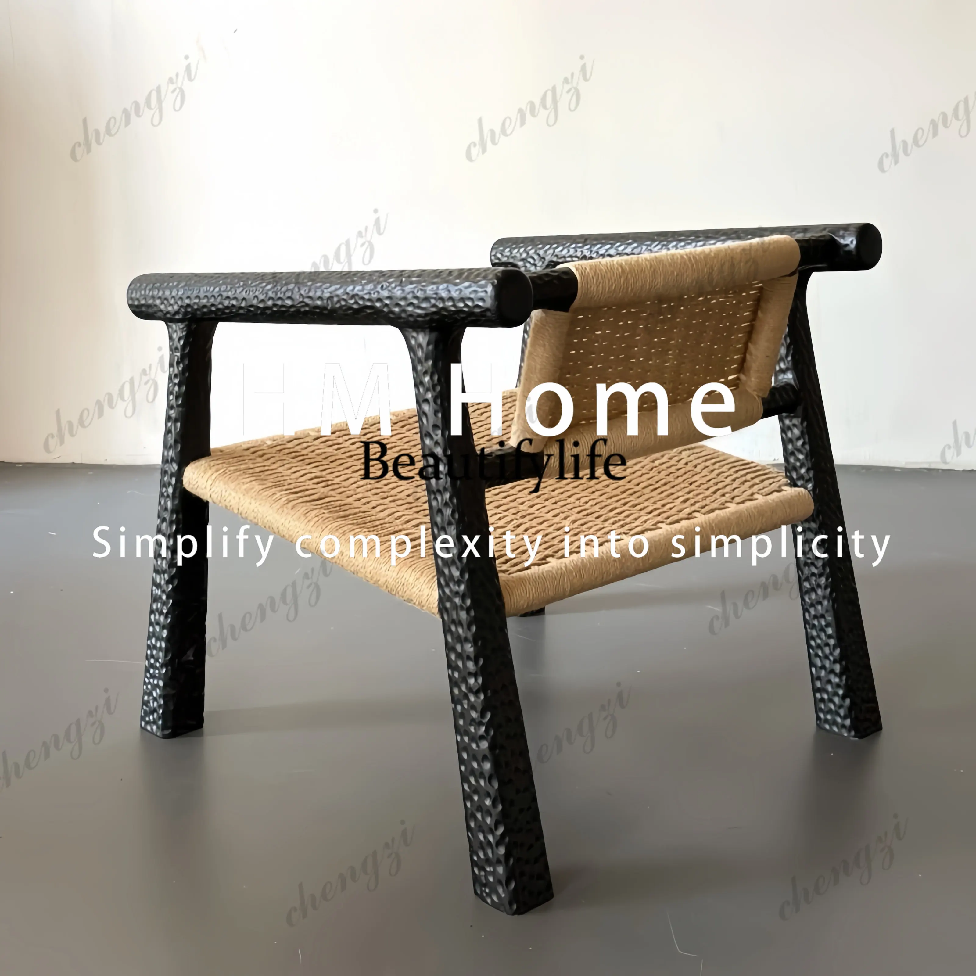 Medieval style casual and simple style hand-woven rattan, single back chair light luxury, chair