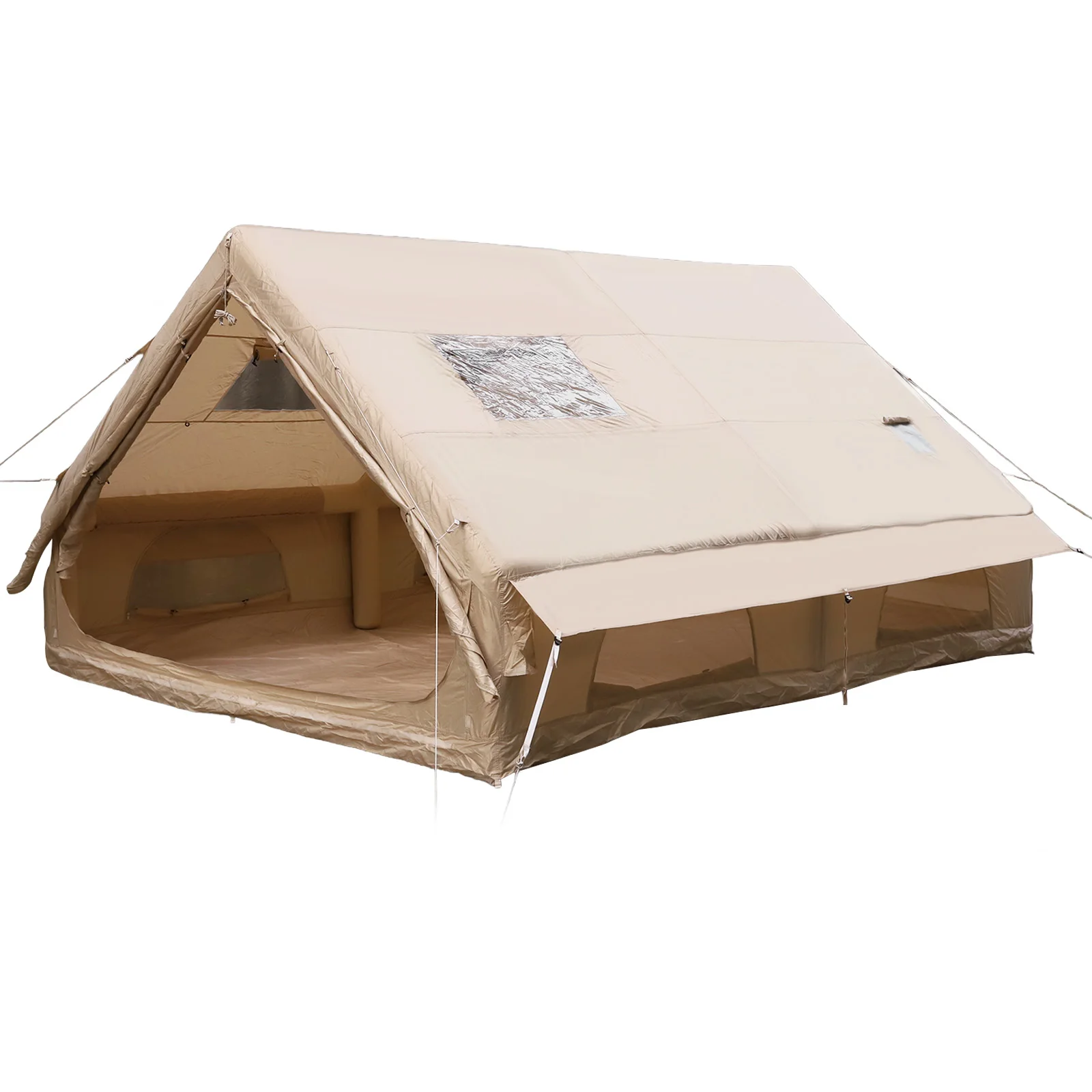 

Portable Outdoor Tents with Mesh Windows & Pump Breathable Blowing Tents 130 Square Feets with Stove Jack for Pincnic & Travel