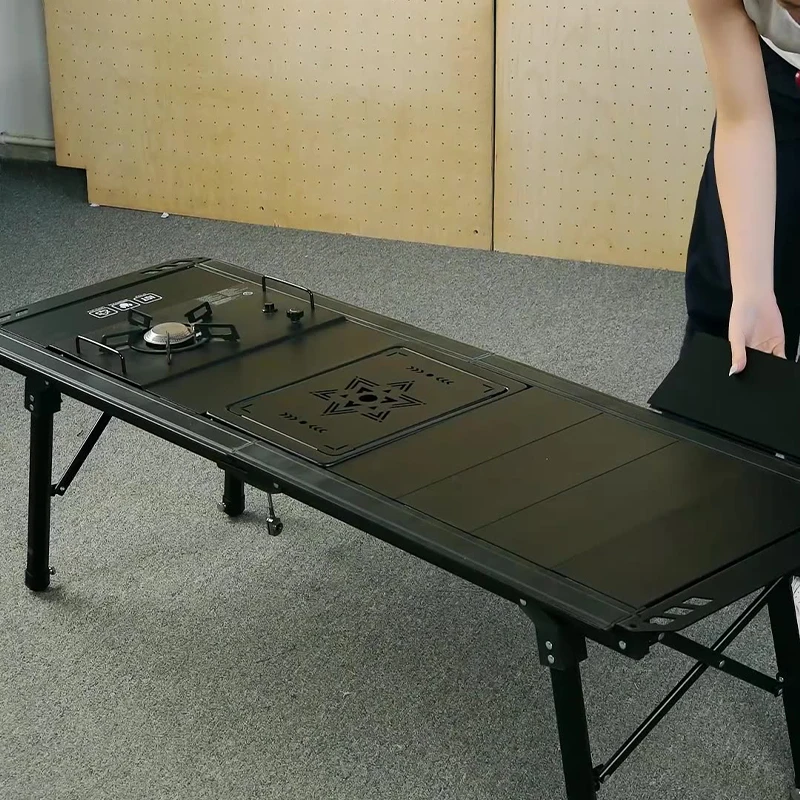 وحدة طاولة قابلة للطي وكرسي ألومنيوم خفيف الوزن محمول عالي التحمل للتخييم في الهواء الطلق واستخدام المطبخ