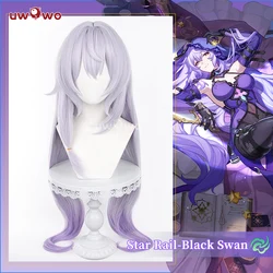 UWOWO Honkai Star Rail Black Swan Cosplay Wig 90cm Long hair Silver Purple Hair