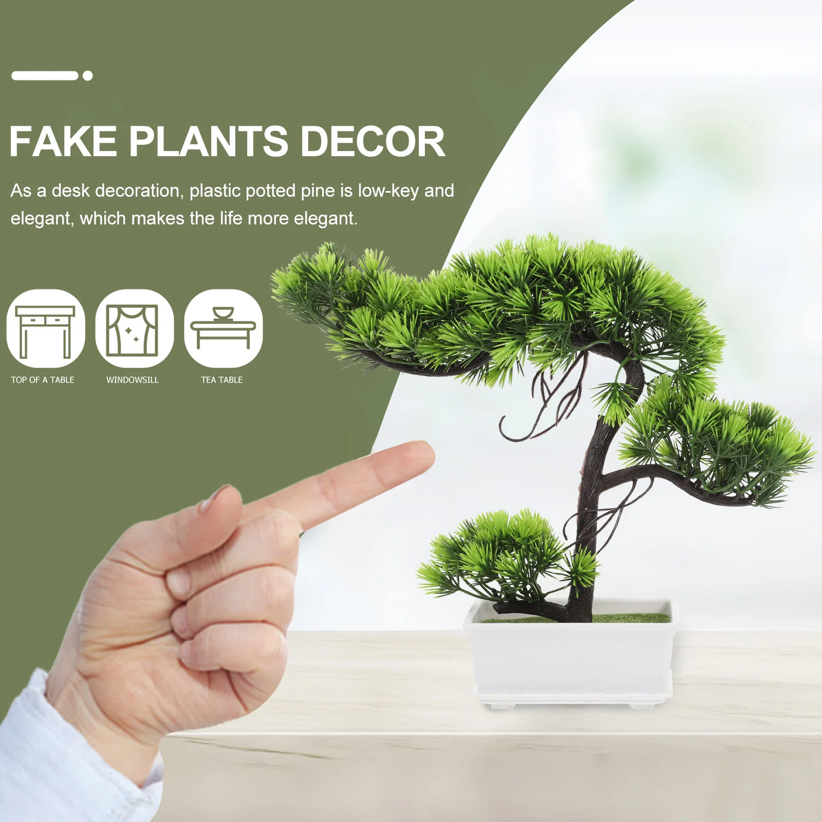 

Realistic Artificial Potted Pine Bonsai Tree Fake Plant Ornaments Desktop Decorations Home Office Greenery Simulated Pine Tree