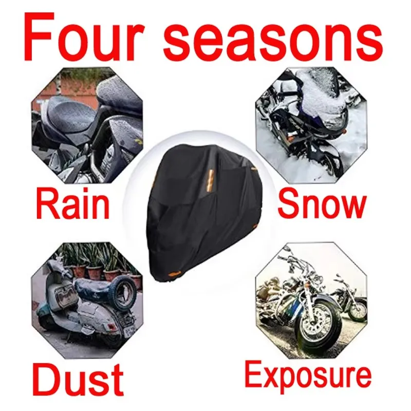 Thick 300D Black Motorcycle Covers Design Waterproof Motors Dust Rain Snow UV Protector Cover Indoor Outdoor