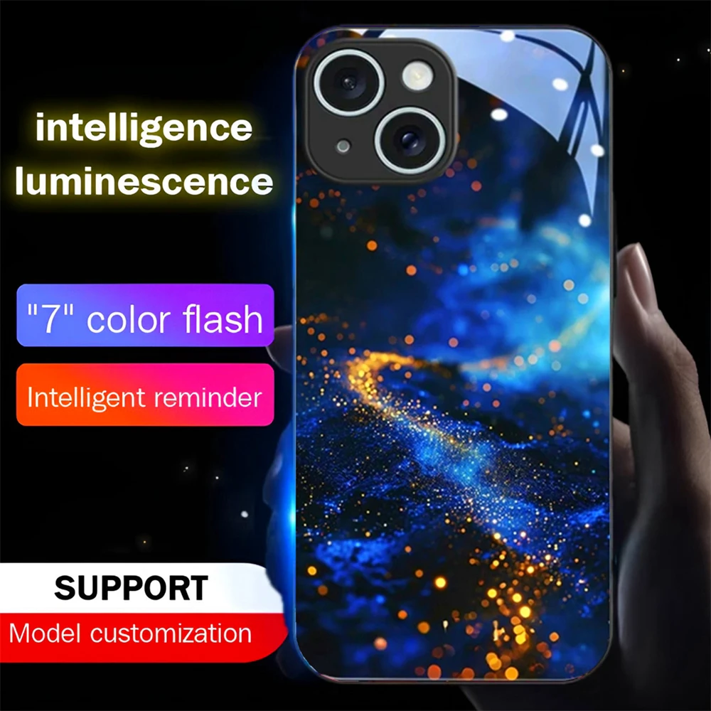 

Brilliant Milky Way LED Calling Light Flash Phone Case Glitter Cover For iPhone Air 17 16 E 15 14 13 12 11 Pro Max Plus