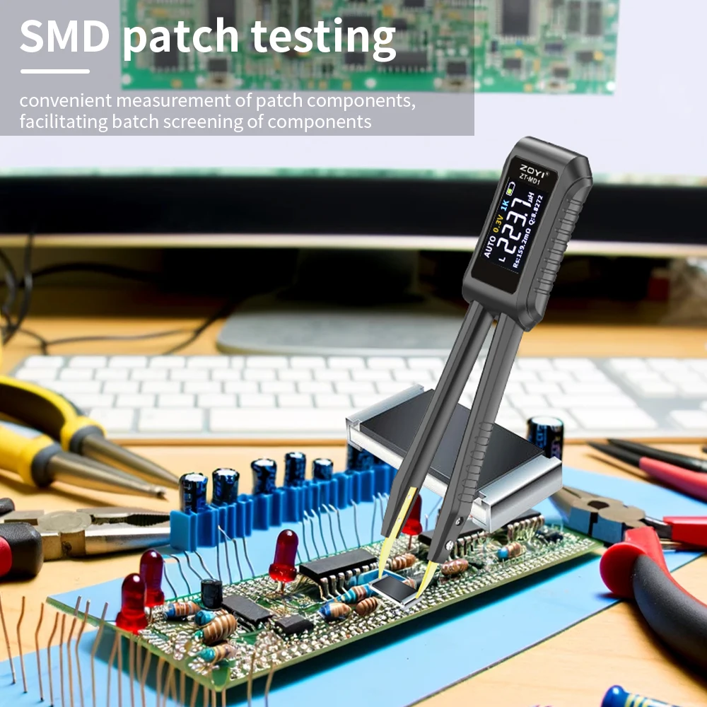 ZOYI Portable Digital Multimeter Smart Tweezer-style ZT-MD1 LCR SMD Tester for Resistors, Capacitors, and Inductors