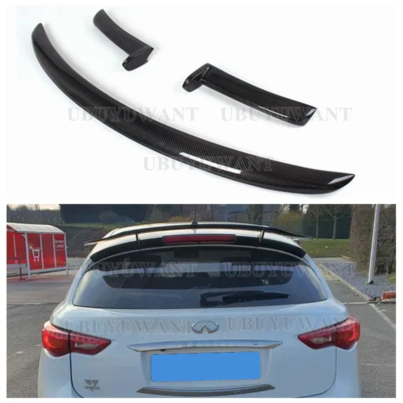 For Infiniti FX35 FX38 2009-2013 FX 35 37 50 Carbon Fiber Spoiler Glossy Finish Rear Wing Lip Splitter Lip Drift Trim Bodykits