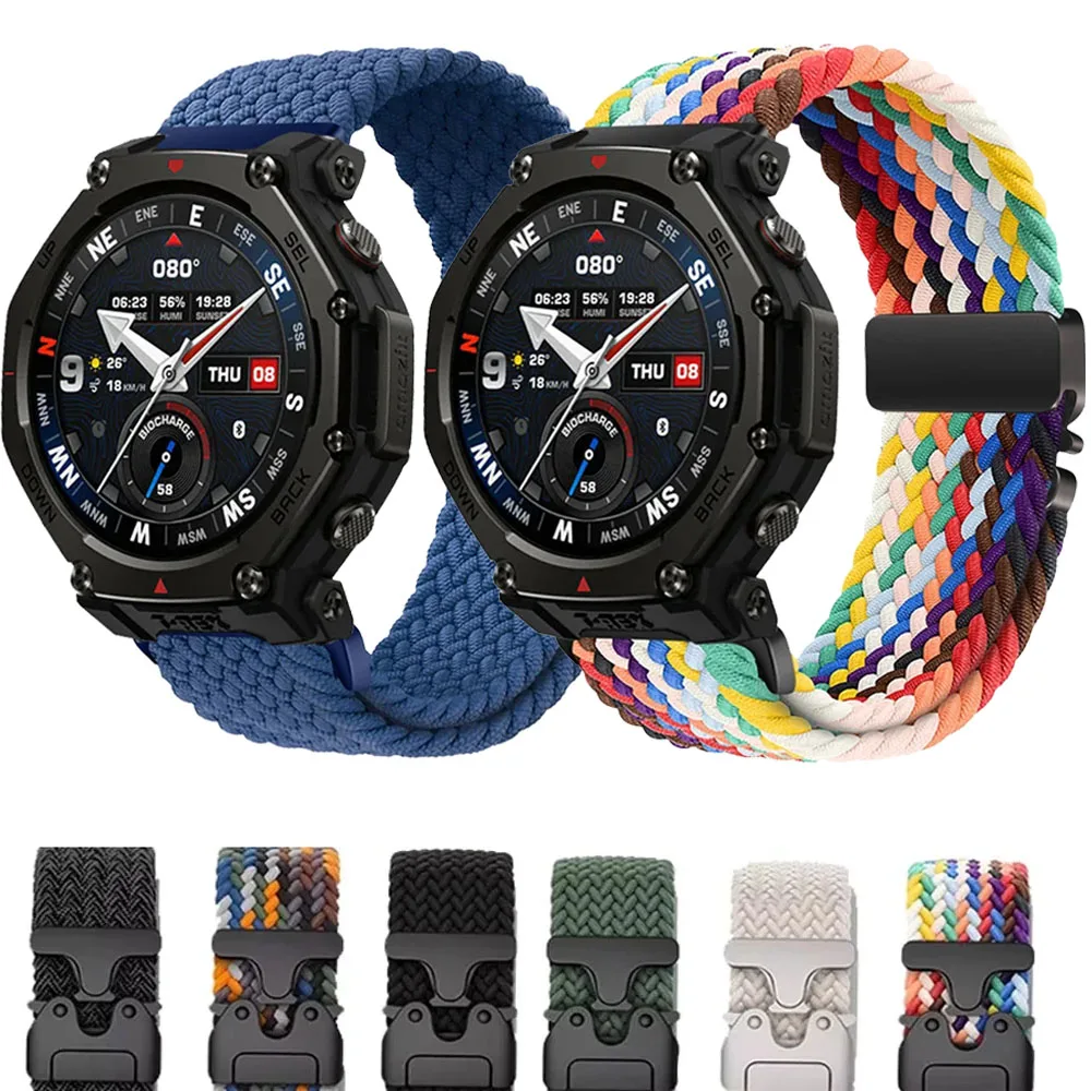 

Нейлоновый плетеный ремешок 20/22 мм для Amazfit T-Rex3 Pro 44/48 мм Helio Active 2 квадратный браслет для Amazfit Balance 2 1 Bip 6 5 ремень