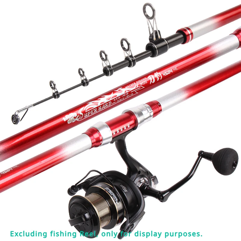 Sea Fishing Rod Long Range Fishing Rod Carbon Fiber Superhard Telescopic Fishing Rod Metal Reel Seat Foldable Large Guide Ring