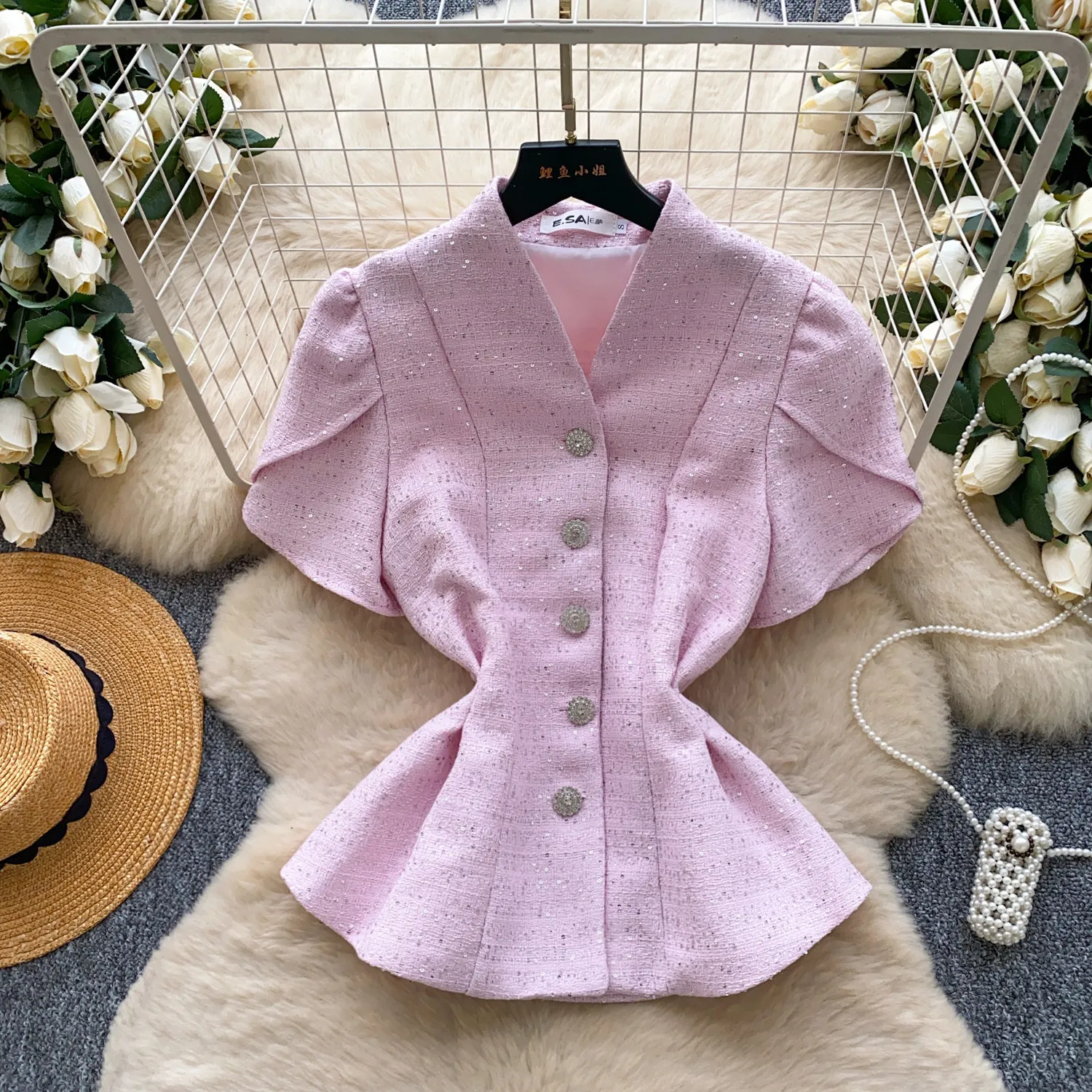 

Women Blouses Shirt V Neck Short Sleeve Tops Slim Fit Tight Waist Y2k Streetwear Tees Top Elegant Splice Shirts 2026 Spring