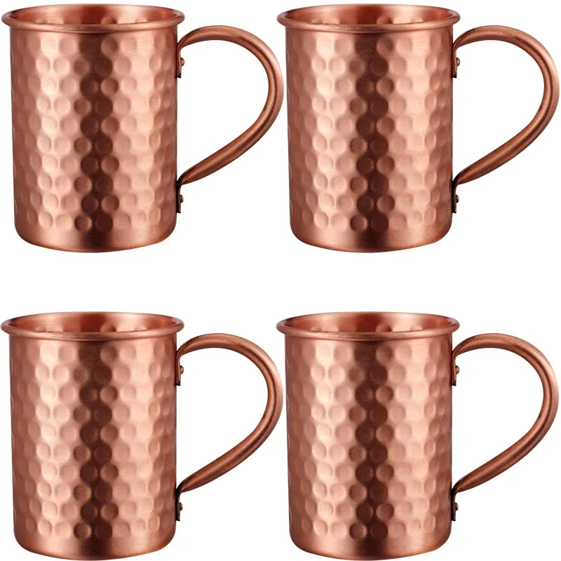 

100% Copper Moscow Mule Mug 1/2/3/4PCS Durable Coppery Beer Mugs Coffee Mug Milk Cup Pure Copper Bar Cup Coffee cup with straw
