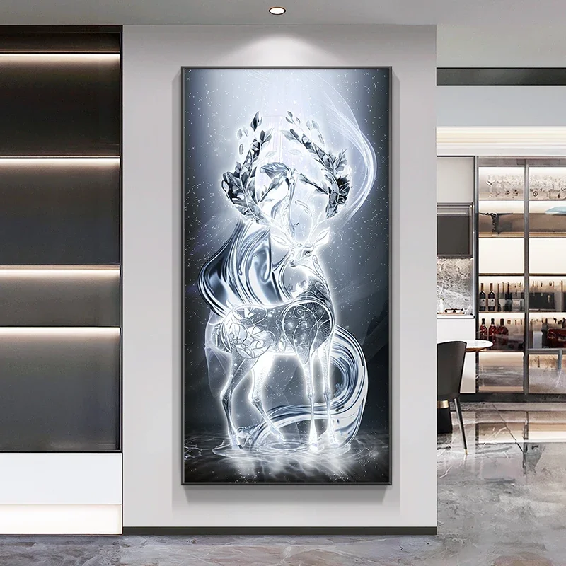Luxury Deer LED Crystal Porcelain Wall Lamp Modern Appliance For Living Room Home Decorate Entrance Corridor Kitchen Mural Light